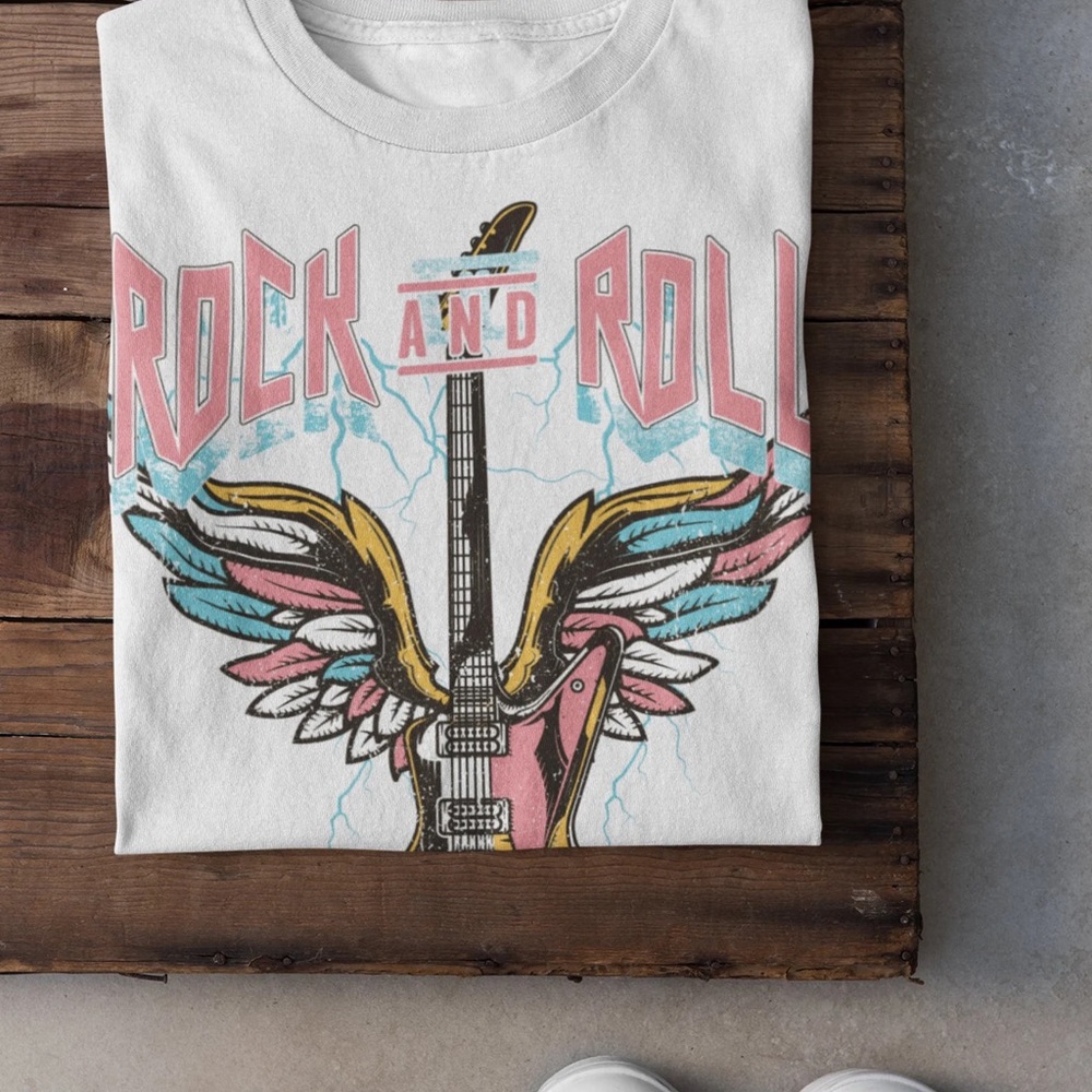 Handmade Rock And Roll Guitar Wings Tee